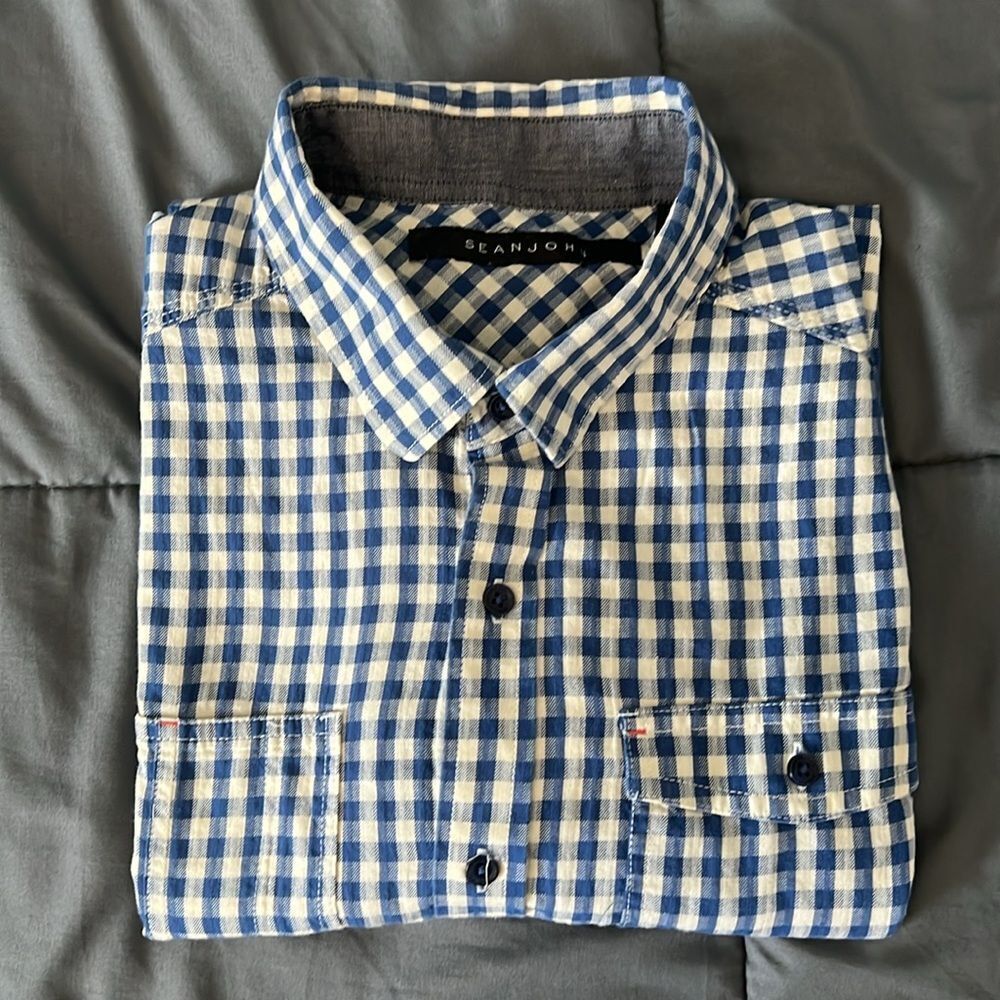 Sean John Plaid Cotton Button Down Size XL